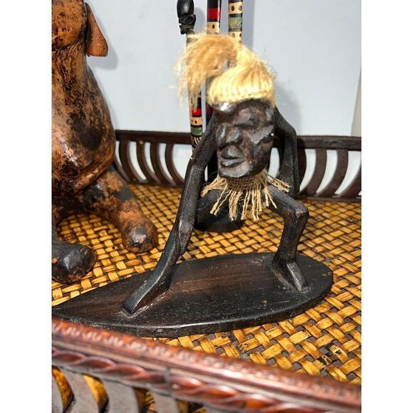 Tribal Elephant Home Decor Brown Wooden Figurine Bundle - Picture 3 of 12